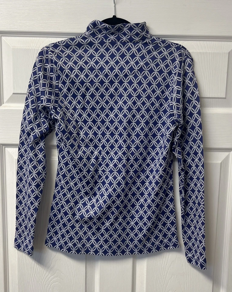 Camisa de golfe feminina Peter Millar St. Andrews Links azul royal manga longa - Pequena - Imagem 2 de 4