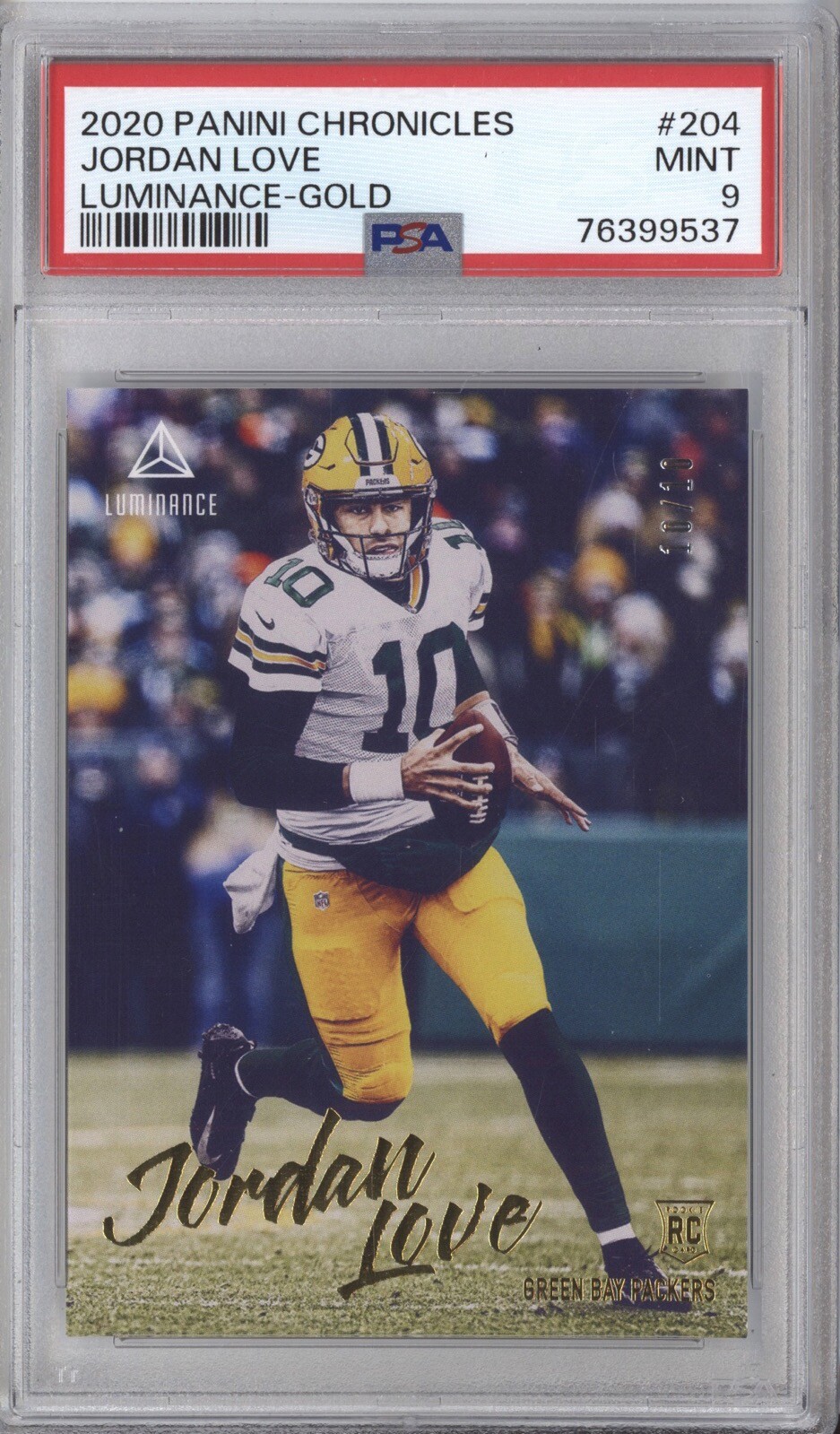 Jordan Love Panini Chronicles Luminance #204 Gold