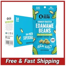 The Only Bean Crunchy Roasted Edamame Snacks, Sea Salt, 10-Pack, 0.9oz