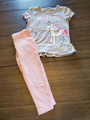 365 kids by Garanimals two piece outfit, girls size 4, features Unicorn. 