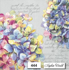  444 TWO Paper LUNCHEON Decoupage Art Craft Napkins - HYDRANGEA BLOOM BLOSSOMS