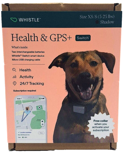 Whistle GPS+Health Smart Dog Collar Safety GPS Tracker XS/S Bluetooth Leather