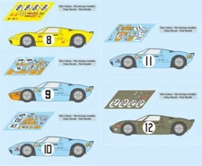1968 Ford GT40 Le Mans Decals 8 9 10 11 12 1:32 1:24 1:43 1:18 64 87 MkII Decals