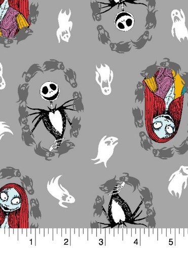 HALLOWEEN NIGHTMARE BEFORE CHRISTMAS BADGES COTTON FABRIC F QUARTER 1/2 YD YARD - Picture 2 of 6