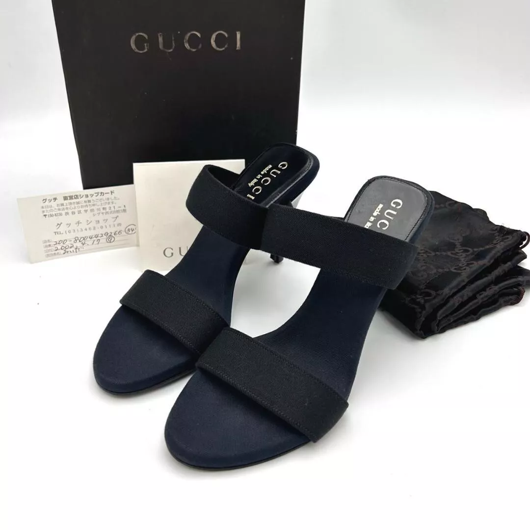 Sandales à talons hauts GUCCI mules escarpins chaussures femme pointure EU 34 1/2 cuir noir