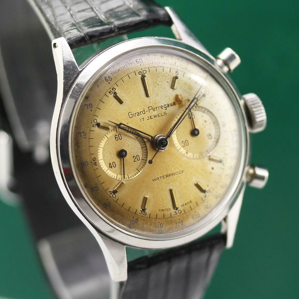 GIRARD PERREGAUX STAINLESS STEEL 37mm MANUAL WIND CHRONOGRAPH MEN'S WATCH