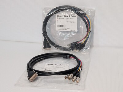 (2) Liberty Wire & Cable E-DVI/A-5BNCF-6 BLACK 6' Video / Monitor Cables