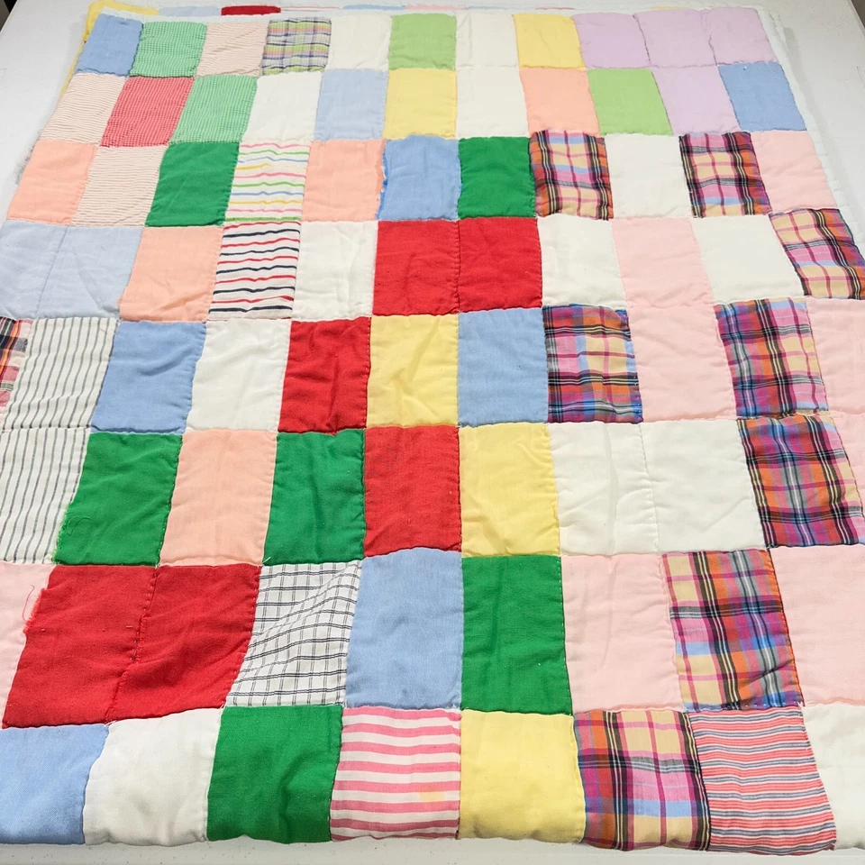 handmade quilt full square patchwork cotton rustic primitive - Image 4 of 4