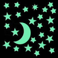 25 mittelgroße Leuchtsterne nachleuchtend ⭐ M2-SET Mond Glow deutsche HP-Folie©
