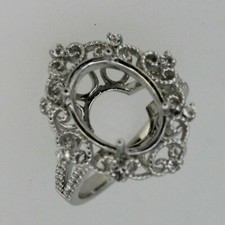 Sterling Silver Semi Mount Ring Setting Oval OV 14x10mm Size 7 White Topaz