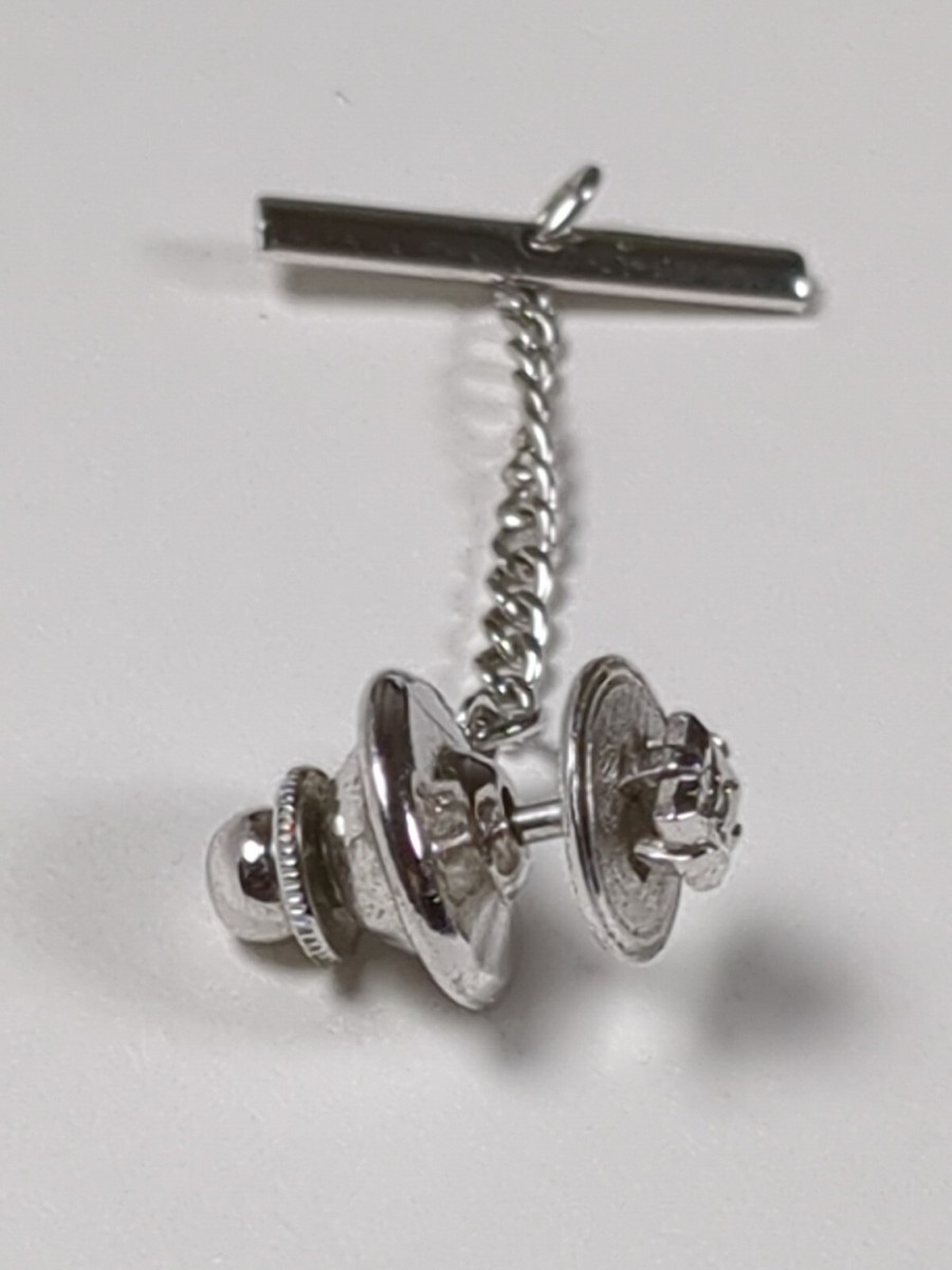 Anson Diamond Tie Tack Pin Sterling Silver 925 Shirt Lapel Pin Vintage Bent Post View 3