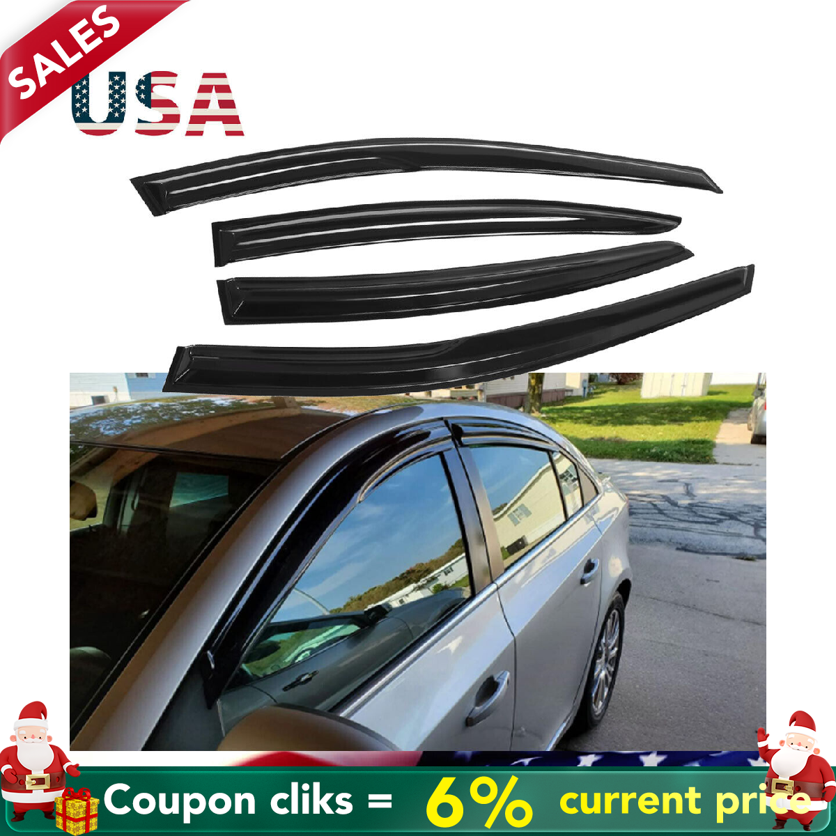 For 20112015 Chevy Cruze Window Visor Vent Sun Rain Deflector Guard 4PCS Set U* eBay