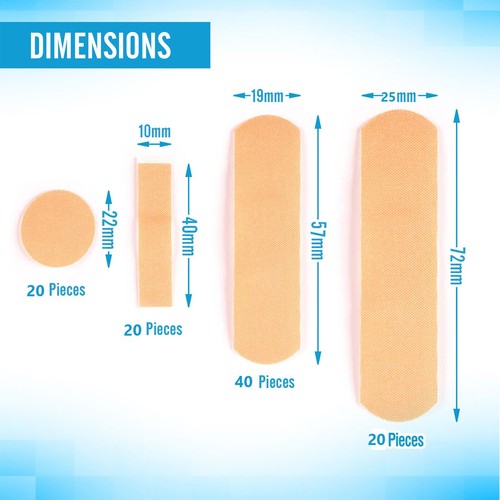 100 x FABRIC PLASTERS Assorted Flexible Breathable First Aid Wound Cut Dressings - 第 2/9 張圖片