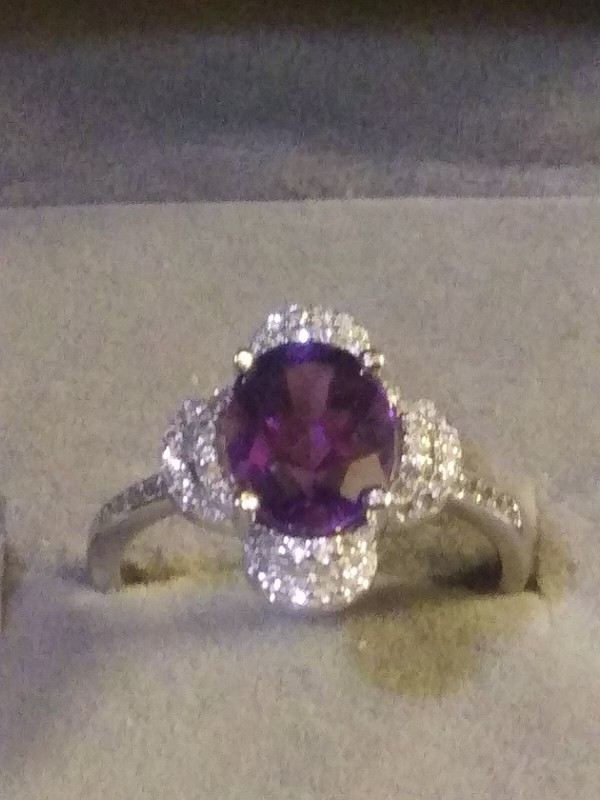 NATURAL EARTHMINED OVAL PURPLE AMETHYST 925 SILVER 14 K WHITE GOLD RING SIZE 9.5