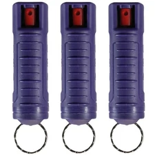 3 pack Police Magnum 1/2oz pepper spray hard case purple molded keychain defense