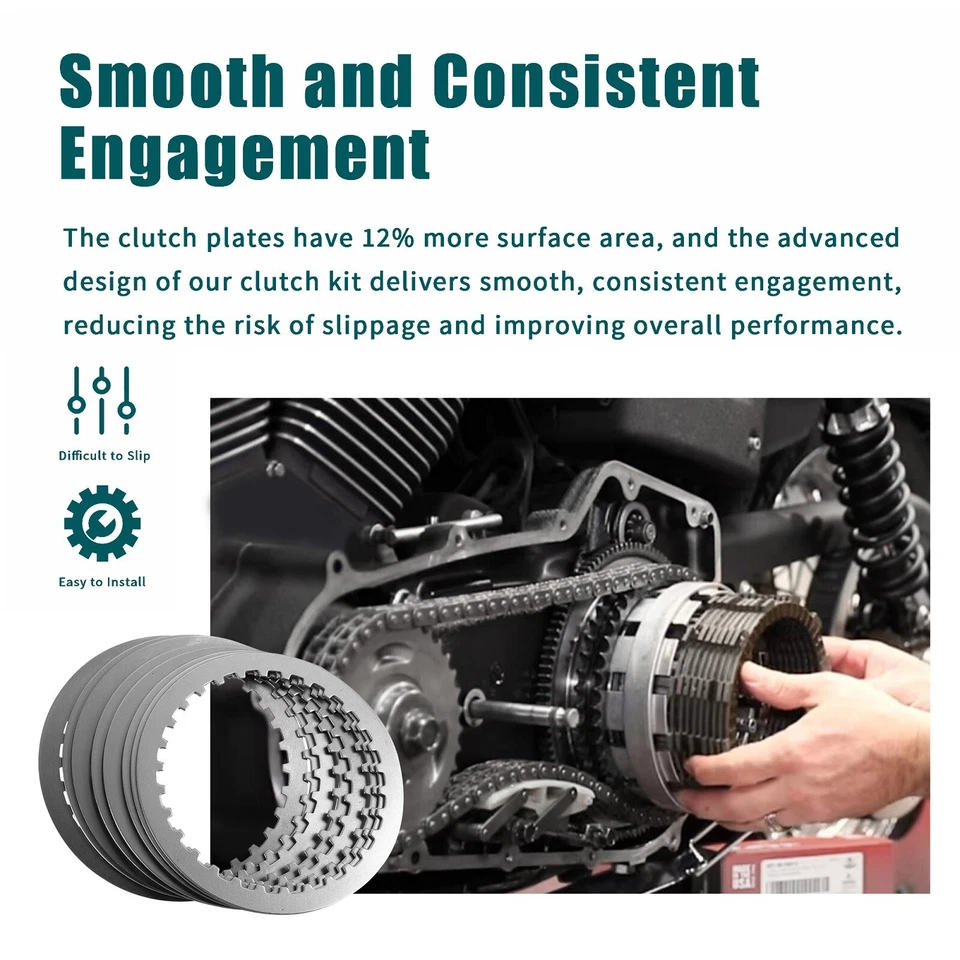 Placas de acero de embrague de fricción extra para Harley '90-97 Big Twin Touring '91-17 XL Foto 2 de 4