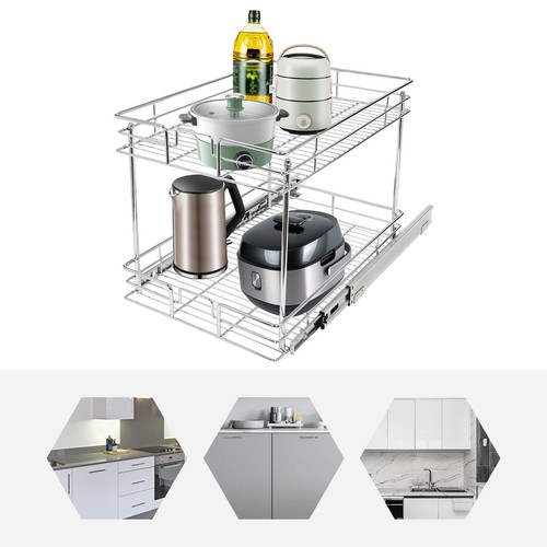 2-Tier Cabinet Pull Out Shelves, Kitchen Cabinet Organizer 20kg 21.5*13.5*15in - Picture 18 of 18