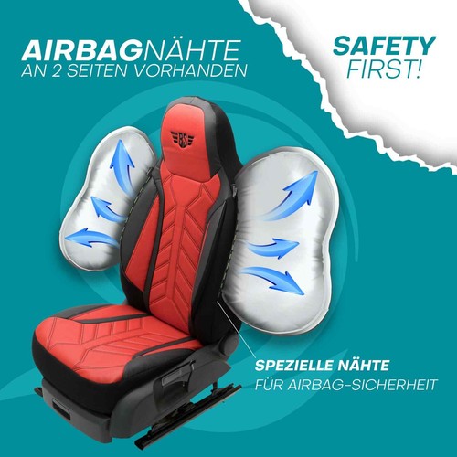 Fundas de asiento de autocaravana adecuadas para Rollerteam Livingstone Advance (negro-rojo) - Imagen 9 de 12