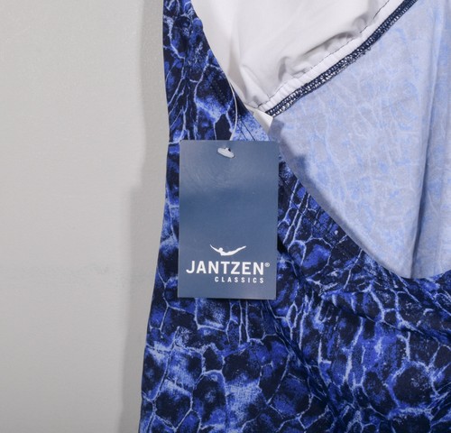 Nuevo con etiquetas Traje de Baño Tankini Inalámbrico Halter Estampado de Reptiles Serpiente Azul Jantzen Talla 14 - Imagen 3 de 4