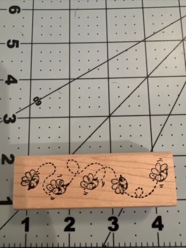 Rare Vintage BEES BUZZING Around Rubber Stamp by Peddlers Pack - Zdjęcie 1 z 3