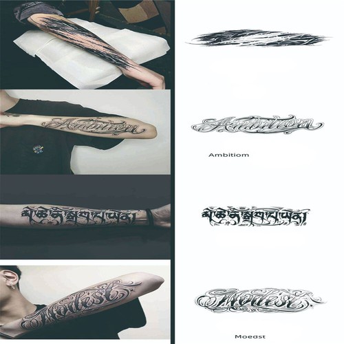 4Pcs Letters Temporary Tattoos Half Arm Waterproof Tattoo Stickers - Picture 13 of 26