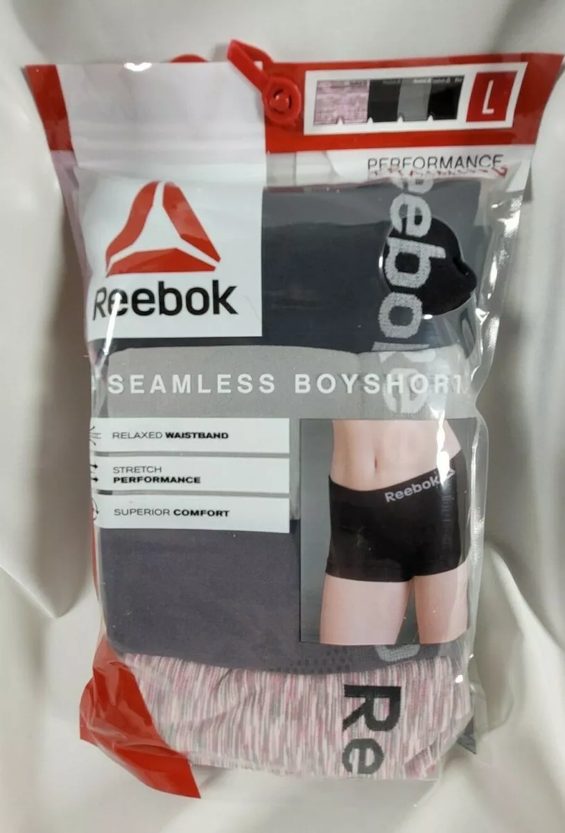 Reebok 4 Pk Seamless Boyshorts Performance Training L Black Gray Pink  Stretch