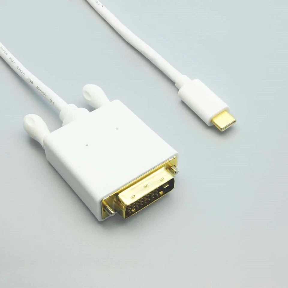 3x 6FT USB-C 3.1 Type C to DVI-D Cable 1080p PC Monitor MacBook Galaxy S8 Note7 - Image 2 of 3
