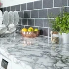 GLOSSY BLACK WHITE SELF ADHESIVE MARBLE STICKY BACK PLASTIC VINYL FILM FABLON