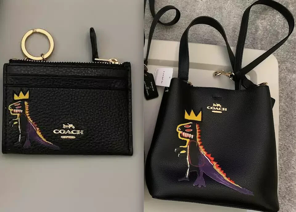 2 JEAN-MICHEL BASQUIAT COACH DINOSAUR PEZ SET: TOWN BUCKET BAG +