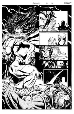 Ed McGuinness - Avengers #20 p 13 (She-Hulk, Deadpool & Ulik) Original Art