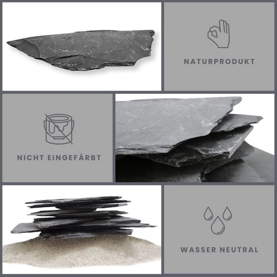 Aquarium Natursteine Schieferplatten Deko schwarz grau 1 Stück 1,4-2,0 kg Nr.50 - Bild 3 von 4