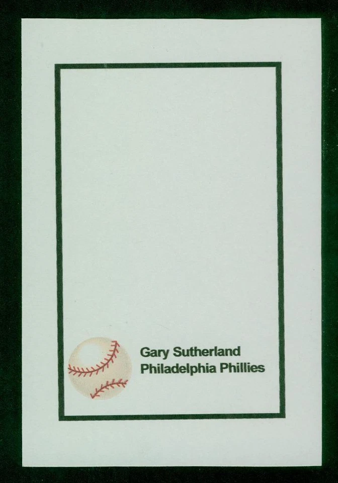 Tarjeta fotográfica #0957, 4" x 6", firmada-autografiada, Gary Sutherland, Phila. Filis Foto 2 de 2
