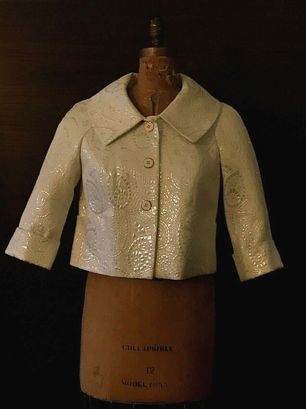 Lena Gabrielle Short White & Silver Jacket - Size 4