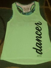 Justice Girls Tank Top Size 5 Dancer Active Glitter Attached Bra