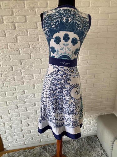 Desigual Spanien Blumendruck mehrfarbig blau weiß Kleid S - Bild 6 von 13