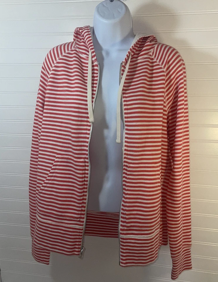 Sudadera con Capucha Gap Cremallera Completa Mujer Mediana Rosa Blanco Rayas Bolsillos Estilo #180516-01 Foto 2 de 4