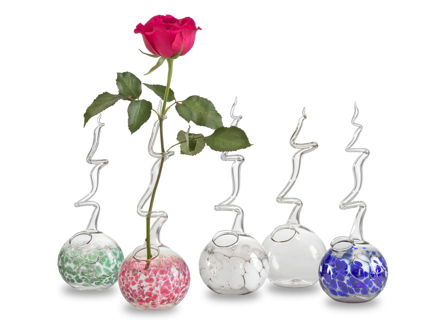 Rosenvase - Glas - Blumenvase - Einblumenvase - Lauscha - mundgeblasen Handmade