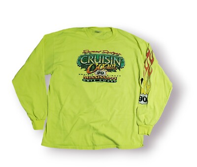 Hi Vis Long Sleeve Safety Shirt, Cruising coast Mississippi graphic Tee et motor