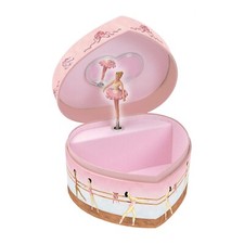 Ballerina Heart Musical Jewelry Box for Girls Kids, Spinning Dancer with Mirror