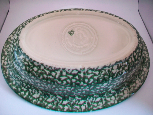 TALLERES GERALD E. HENN ESPONJA VERDE OVALADO DIVIDIDO CUENCO VEGETAL 12" VITRIFICADO - Imagen 2 de 9