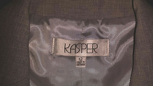 Gray Kasper Blazer, Zippered Pockets, 2 Button, Size 12 - Picture 5 of 11