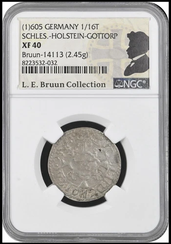 1605 Germany, 1/16T, NGC XF40, Bruun Collection