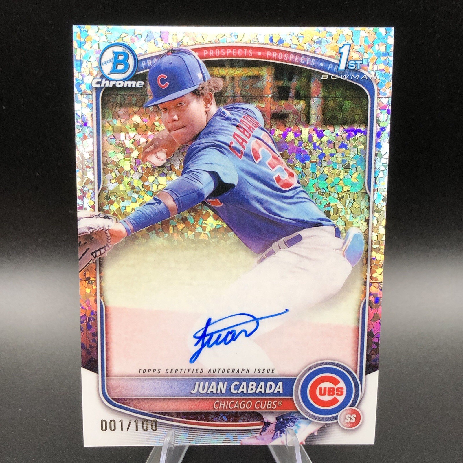 Juan Cabada 2025 Bowman Chrome Auto Mini Diamond Refractor 1st #1 /100! Cubs