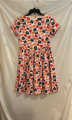 Lands' End Girls 14 Peony Flower Short Sleeve Fit & Flare Classic Cotton Dress