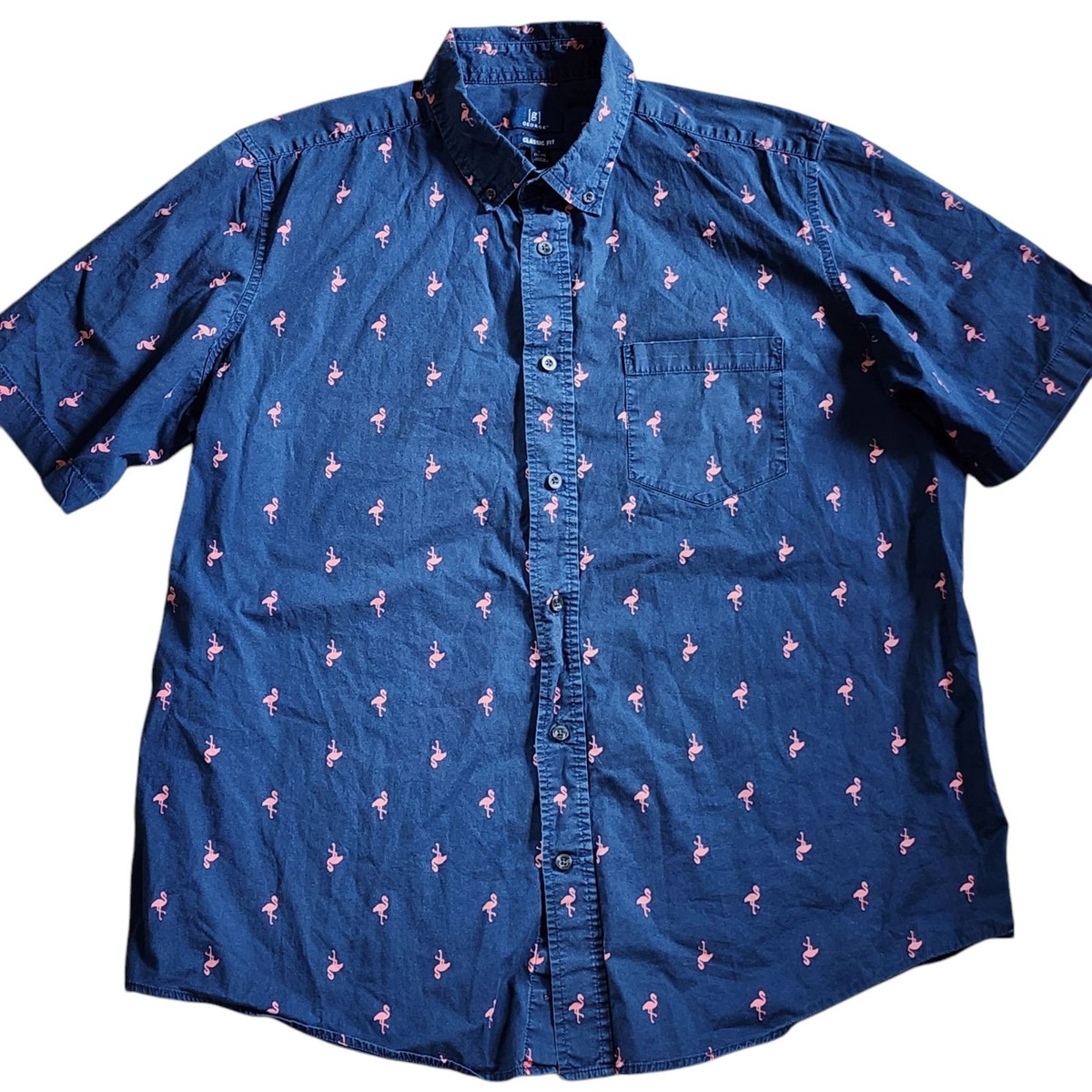 pink flamingo dress shirt Johnston & Murphy Pink Flamingo Print Cotton Short Sleeve Shirt with C Taelor.Style