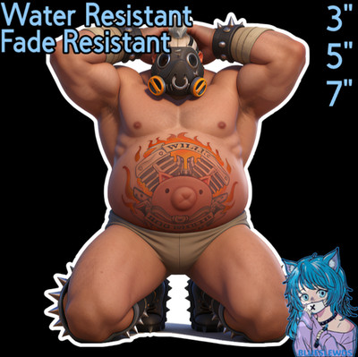 Overwatch Roadhog Mako Rutledge 3'' / 5'' / 7'' Husbando Lewd Laptop Car Sticker