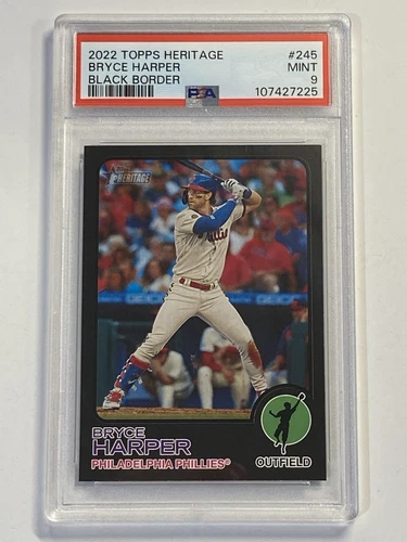 2022 Topps Heritage Bryce Harper #245 Black Border Short Print SP PSA 9 Pop 1