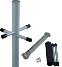 Heavy Duty 2.4m Steel Washing Line Post Set with Ground Socket & 30m PVC Line