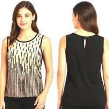 Anthropologie TINY Sleeveless Tank Top SM Cream Multi Sequin Stripe Boho Artsy