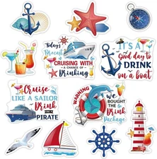 Kanayu 12 Pieces Cruise Door Magnets Decorations, Small, Blue, Red, and White 